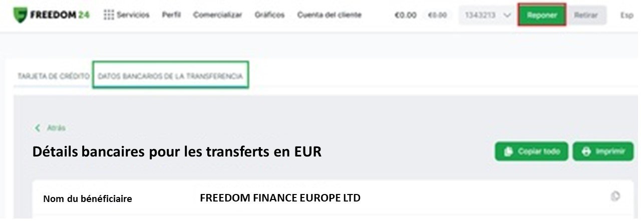 déposer des fonds sur Freedom 24 