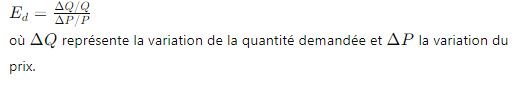 élasticité de la demande formule