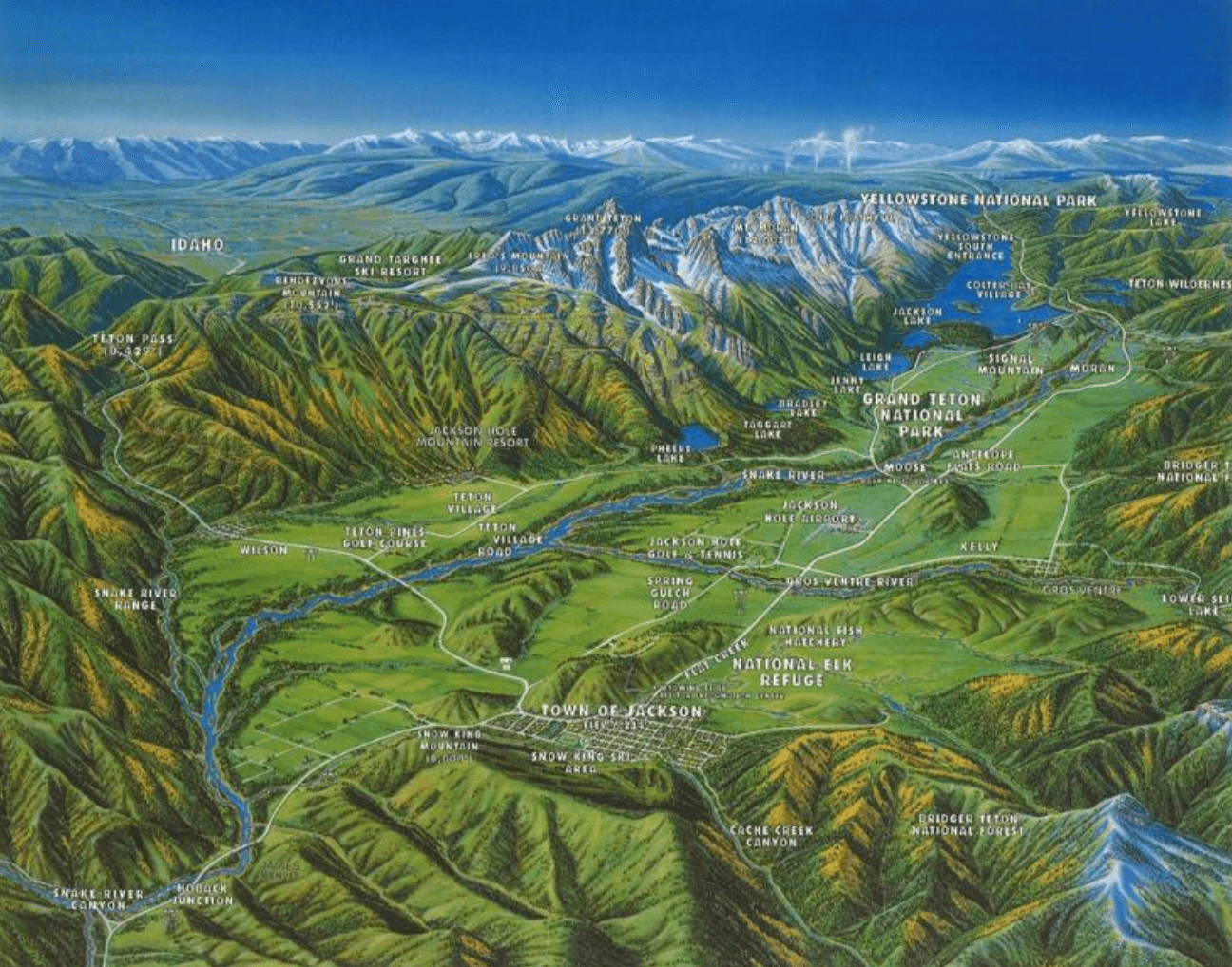 Carte de Jackson Hole et des environs. Source : Jackson Hole Camper
