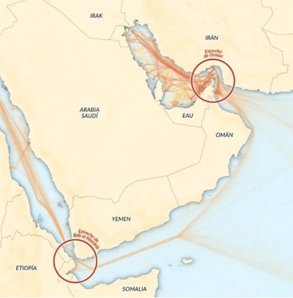 Le détroit d'Ormuz, par lequel transite un cinquième du pétrole mondial.
