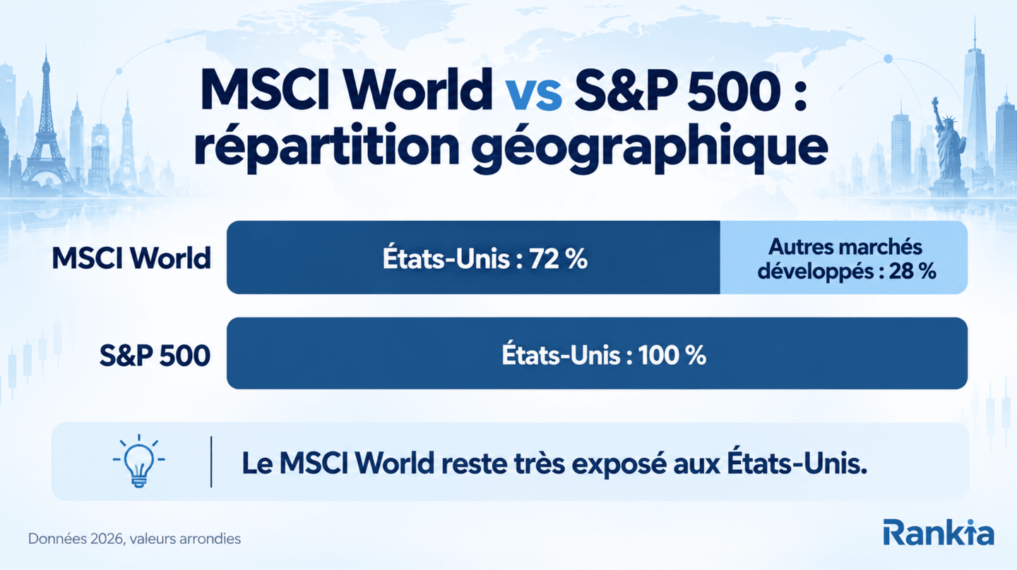 Répartition géographique du MSCI World et du S&P 500 en 2026