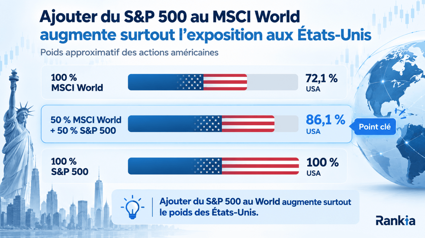 Poids des actions américaines dans un portefeuille MSCI World et S&P 500