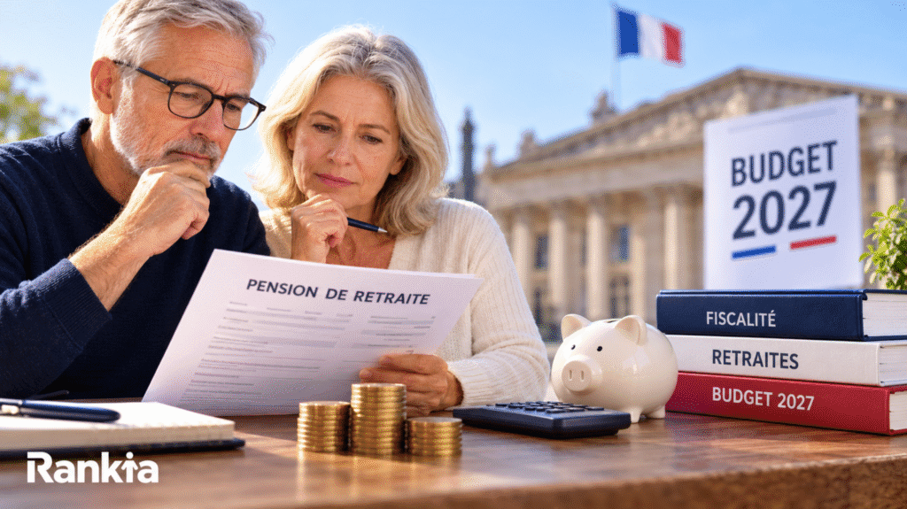 Couple de retraités examinant leur pension face aux changements fiscaux envisagés dans le budget 2027 et à la baisse de l’abattement de 10 %.