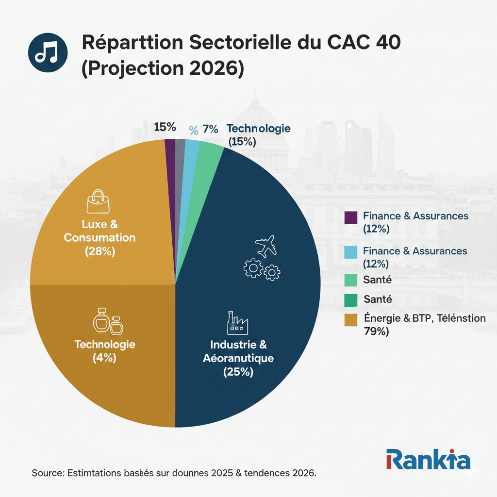 graphique représentant la répartition sectorielle du CAC 40 2026