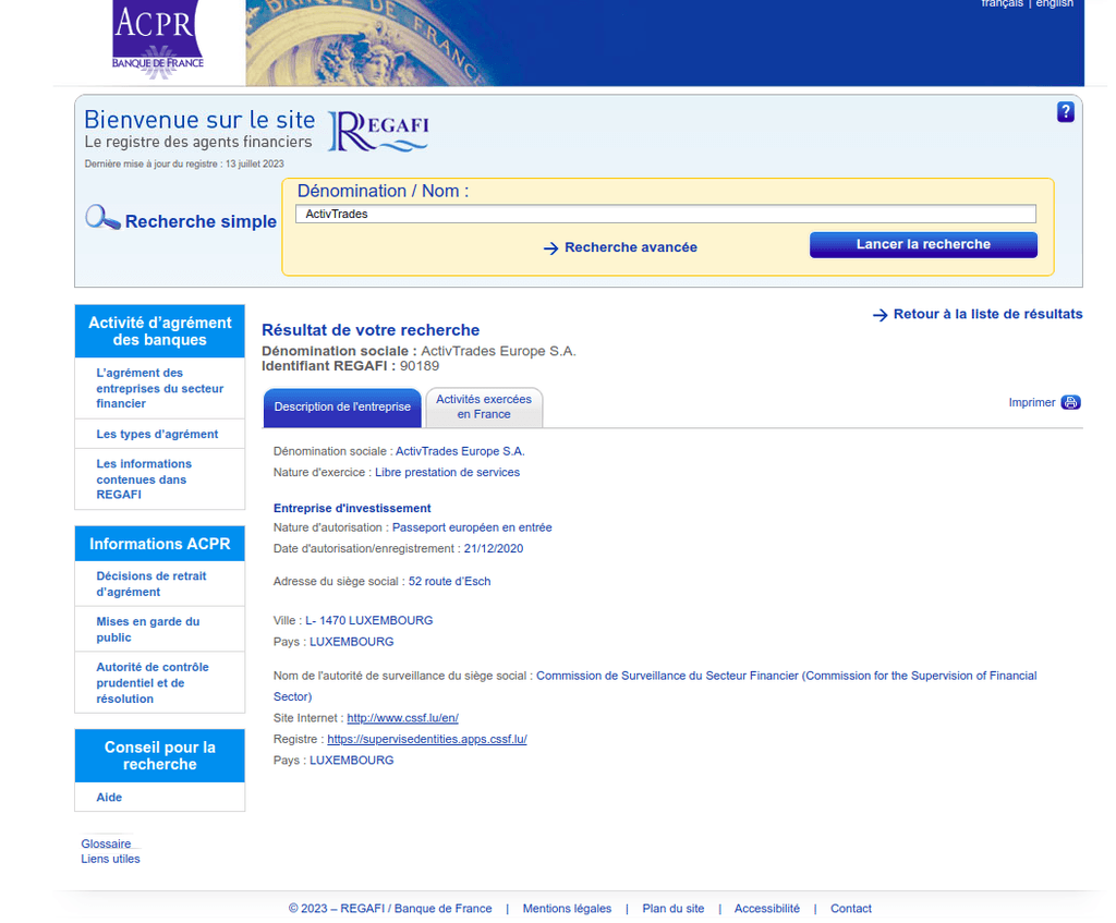 Activtrades est-il sûr?