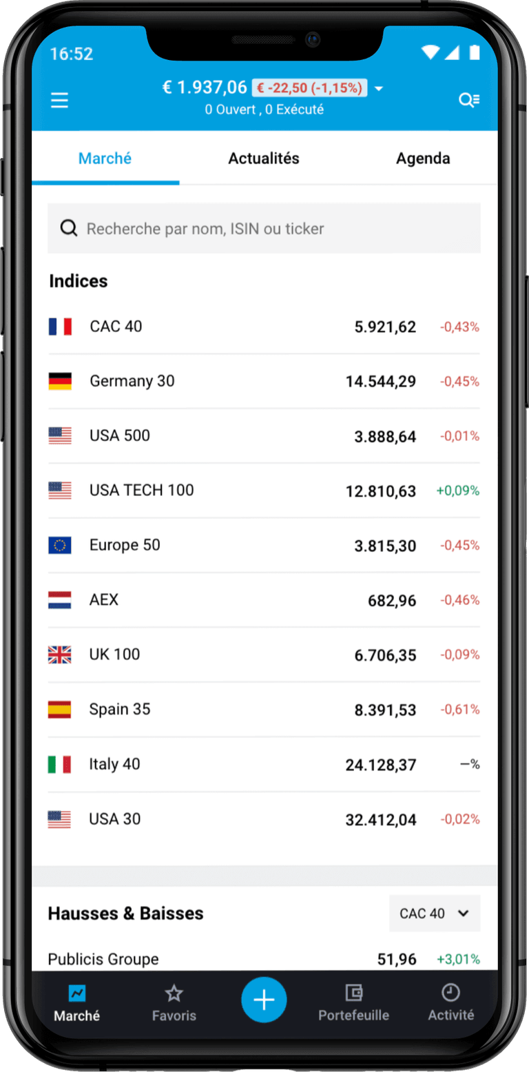 Application mobile DEGIRO pour investir en bourse sur iOS et Android