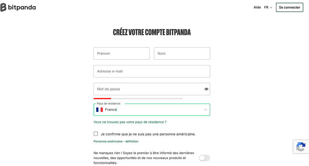 Créer un compte bitpanda metals