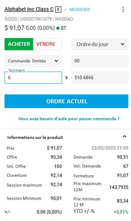 Acheter des actions Google sur DEGIRO