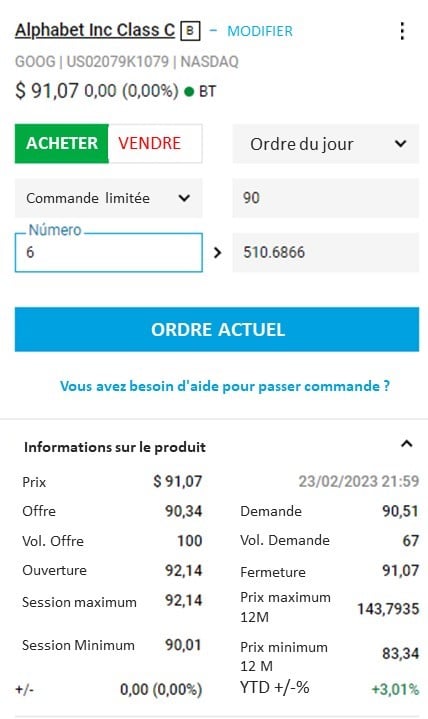 Acheter des actions Google sur DEGIRO