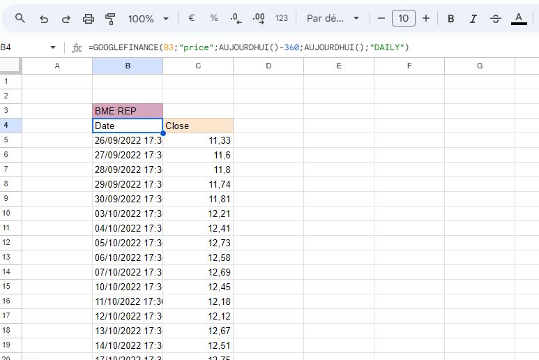 google sheet google finance