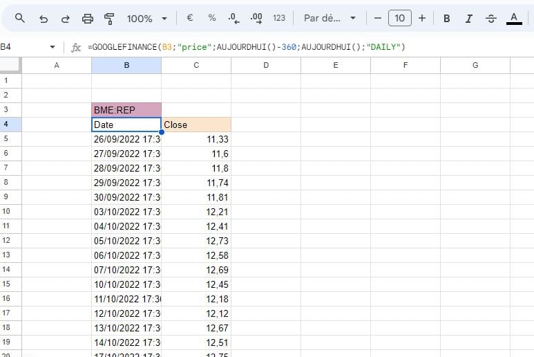 google sheet google finance