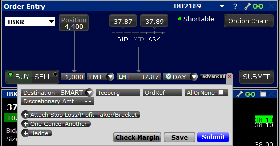 Bon de passage d'ordre Trader WorkStation