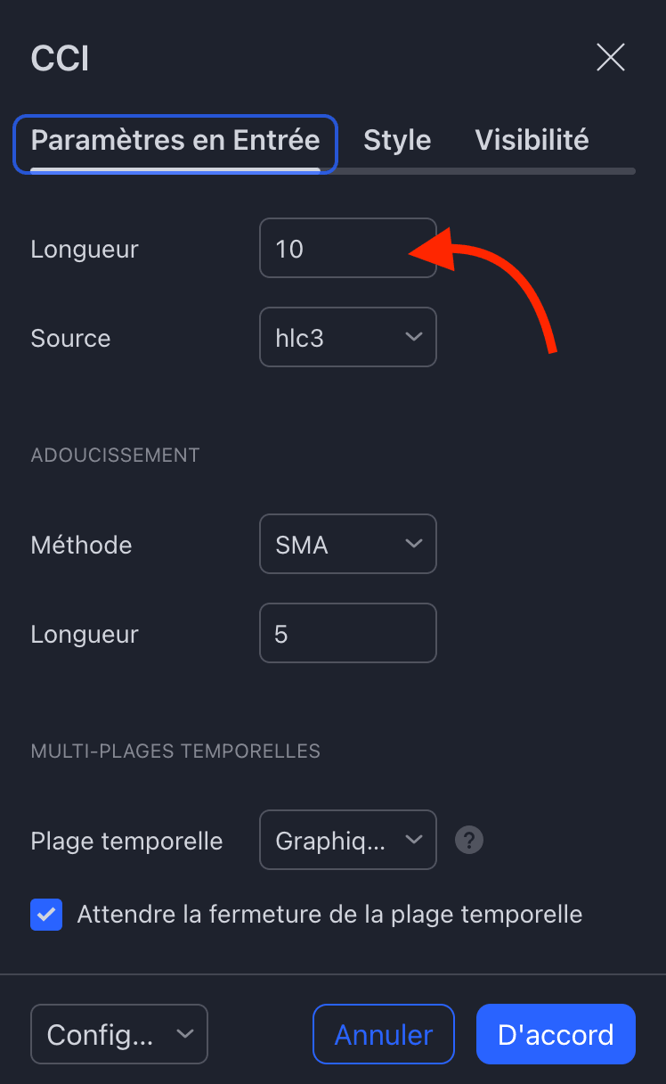 Paramétrage du CCI