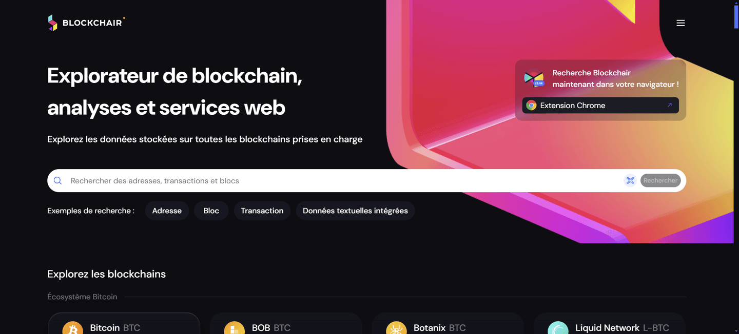Blockchair explorateur de blockchain