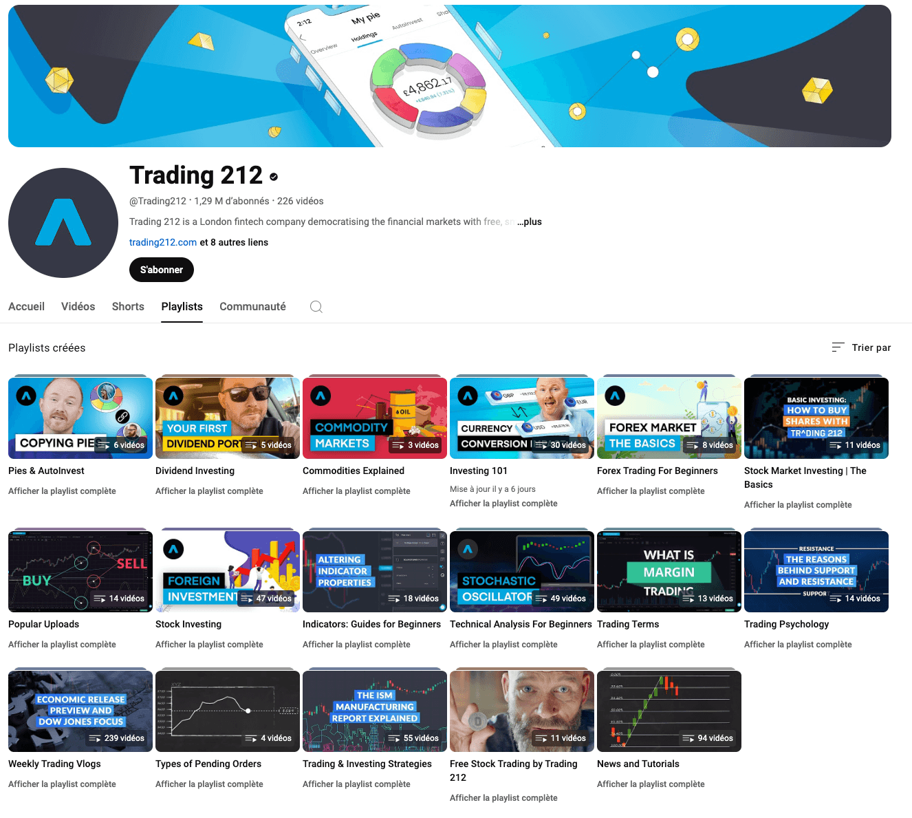 chaine youtube Trading 212