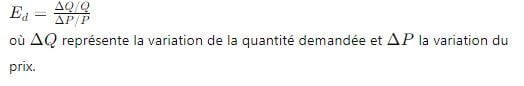 élasticité de la demande formule