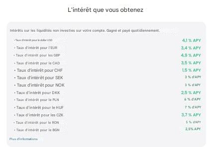 Trading 212 Comptes à solde rémunéré