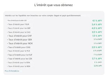 Trading 212 Comptes à solde rémunéré