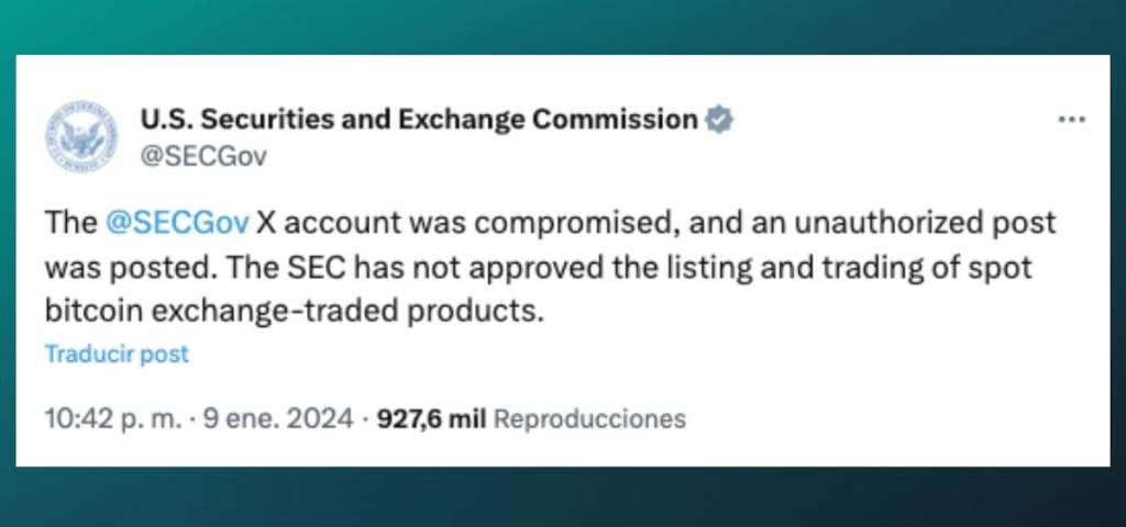 Compte Twitter de la SEC piraté