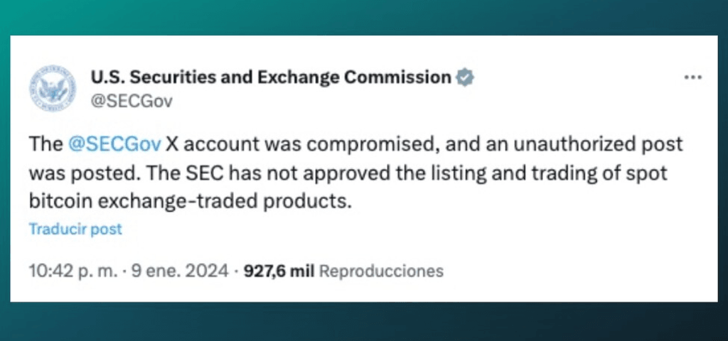 Compte Twitter de la SEC piraté