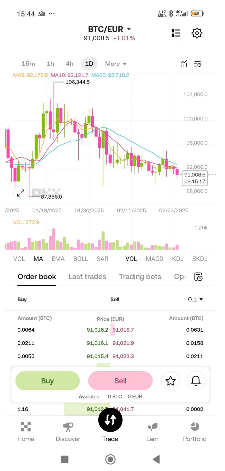 Exemple d'application de trading de cryptomonnaies OKX
