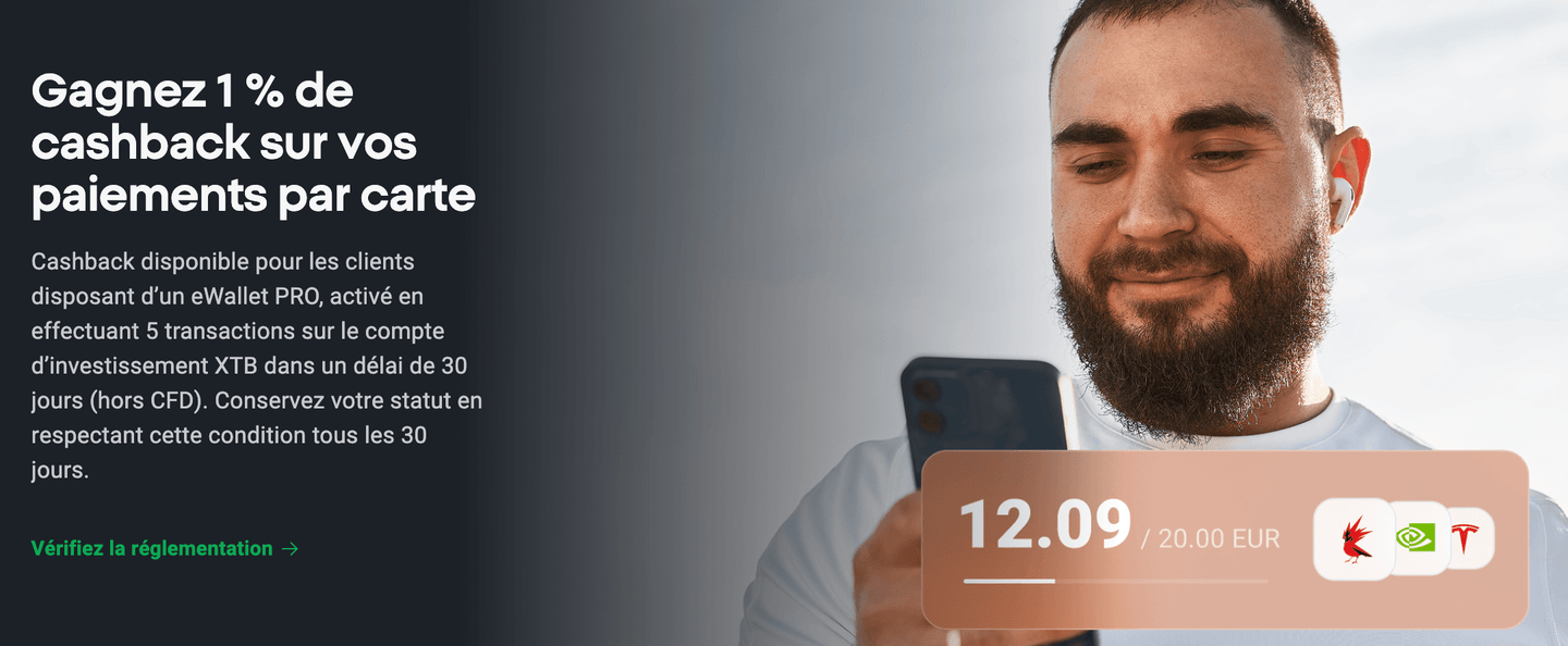 1 % de cashback sur vos paiements par carte avec XTB avis