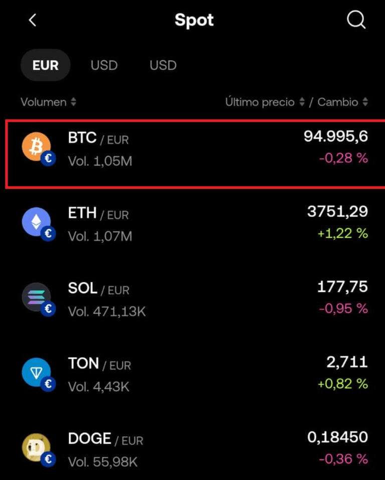 Exemples de taux de change de cryptomonnaies