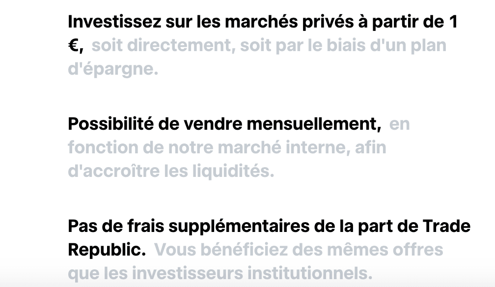 Commisions marché privé Trade Republic