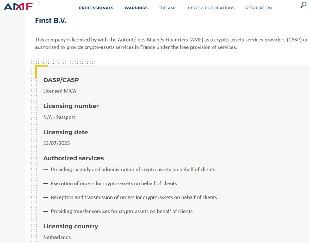Sécurité Finst reglementation