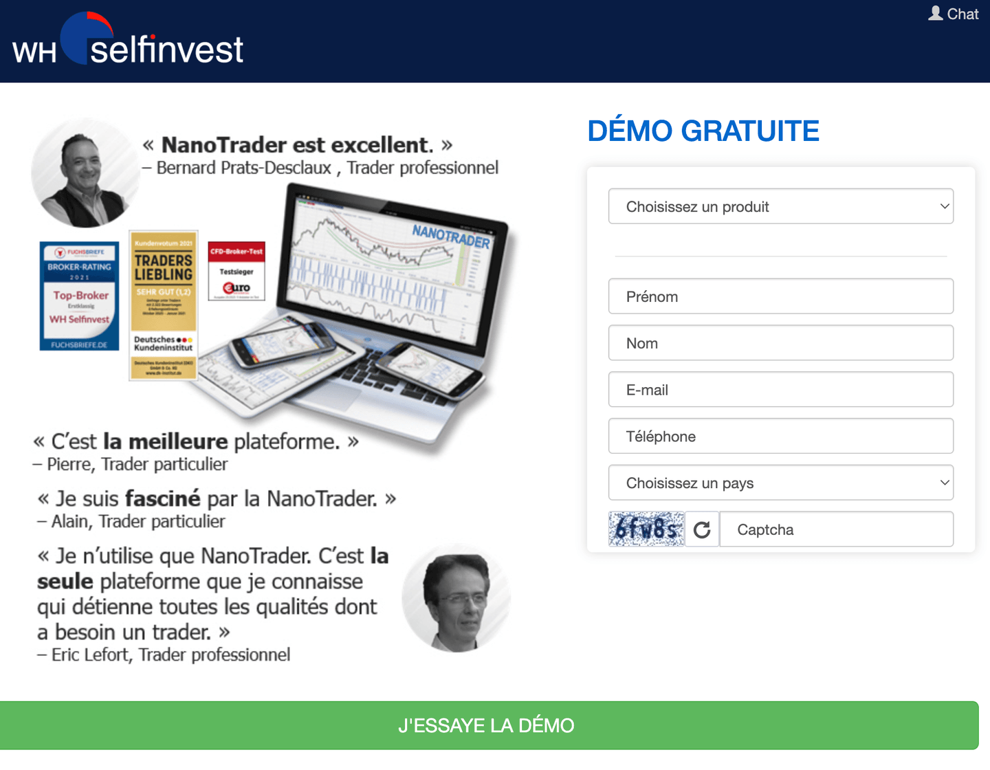 Compte démo chez WH SelfInvest Avis