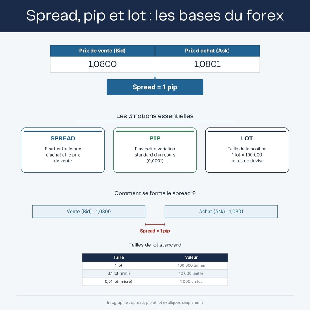 Spread, pip et lot en FOREX