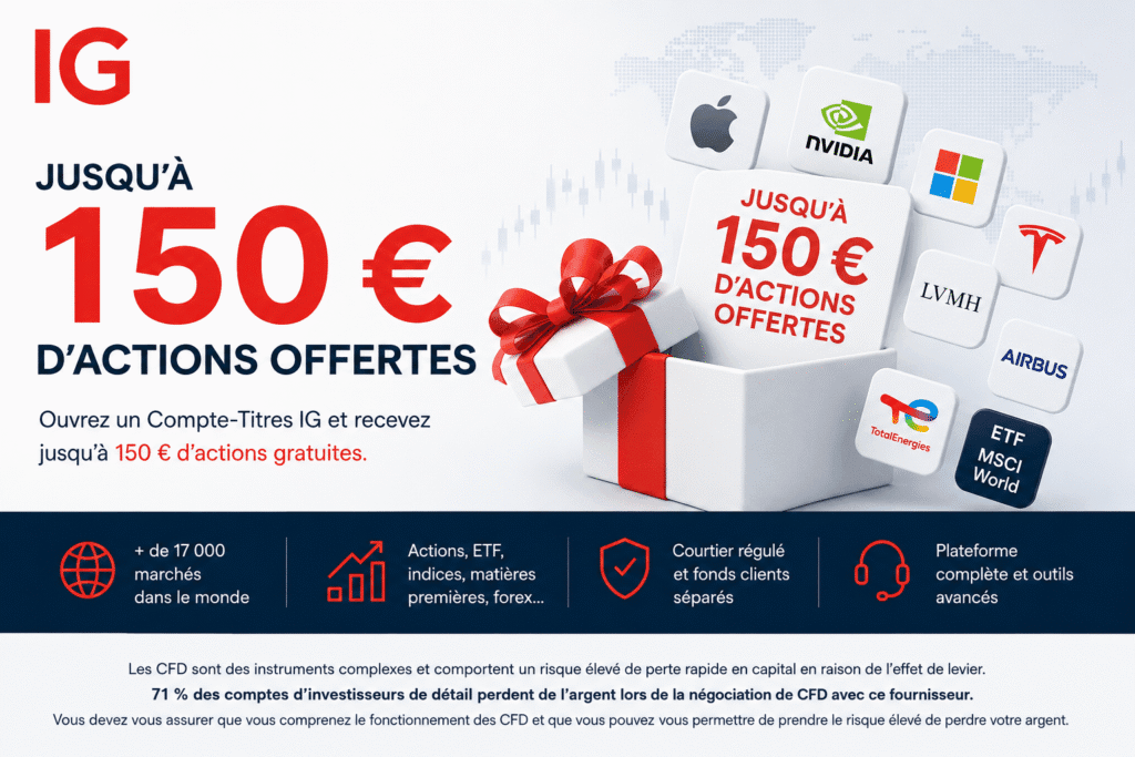 Profiter de l’offre IG et découvrir les actions gratuites disponibles