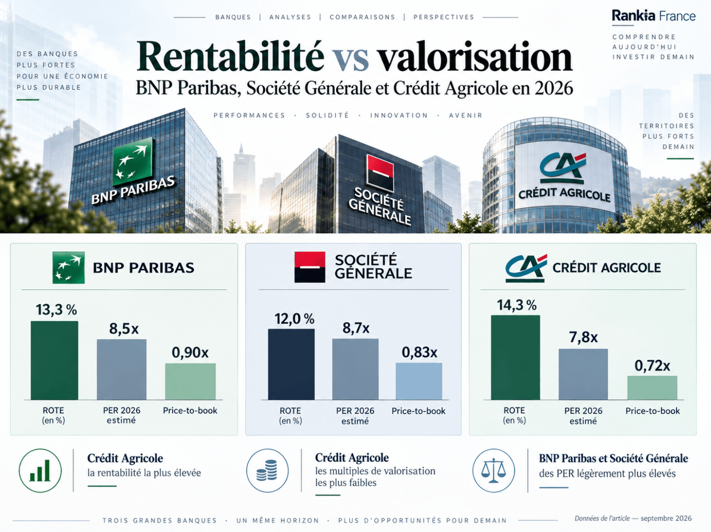 ROTE et PER de BNP Paribas Société Générale et Crédit Agricole en 2026